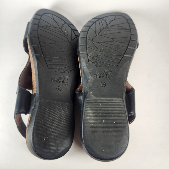 DANSKO Women's Reece Sandal 10 EU 40 Black Leather Comfort Slingback Wedge Shoe - Picture 6 of 10